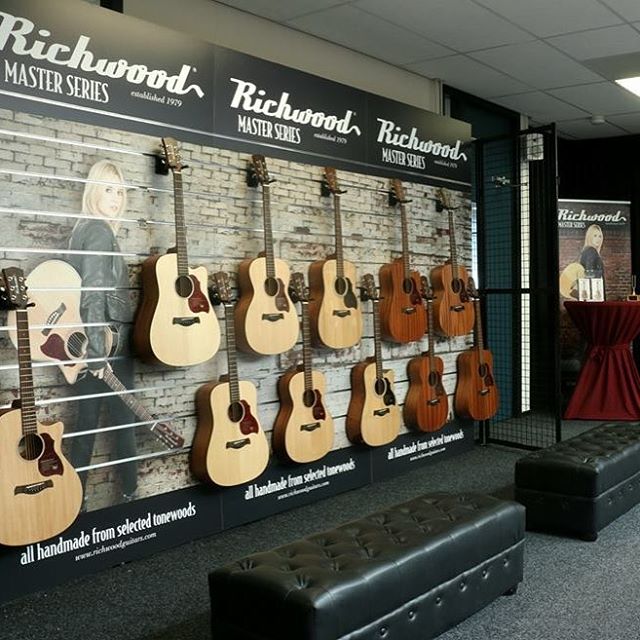 WOW!!!!! This is the new in store 'Richwood Wall' available to all Richwood dealers worldwide!!! Unbelievably ecstatic #Richwood #guitars