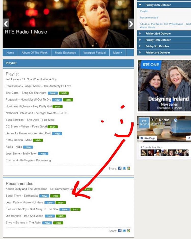 Absolutely over the moon to make the RTE Radio 1 playlist :) #rte #radio1 #yourenothere #delighted