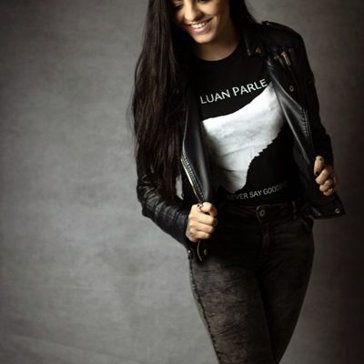 Ladies Short Sleeve 'Never Say Goodbye' Tee Black - Round Neck