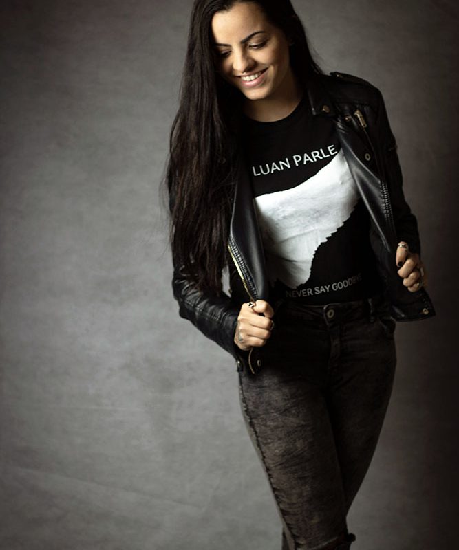 Ladies Short Sleeve 'Never Say Goodbye' Tee Black - Round Neck